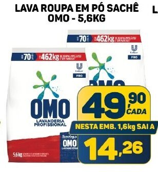 Dom Atacadista LAVA ROUPA EM PÓ SACHÊ OMO 5.6KG oferta