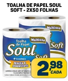 Dom Atacadista TOALHA DE PAPEL SOUL SOFT-2X50 FOLHAS oferta