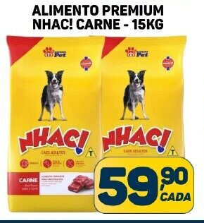 Dom Atacadista ALIMENTO PREMIUM NHAC! CARNE - 15KG oferta