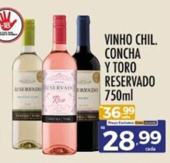 Supermercados Avenida VINHO CHIL. CONCHA Y TORO RESERVADO 750ml oferta