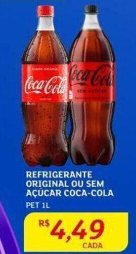 Assaí Atacadista REFRIGERANTE ORIGINAL OU SEM AÇÚCAR COCA-COLA PET 1L oferta