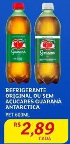 Assaí Atacadista REFRIGERANTE ORIGINAL OU SEM AÇÚCARES GUARANÁ ANTARCTICA PET 600ML oferta