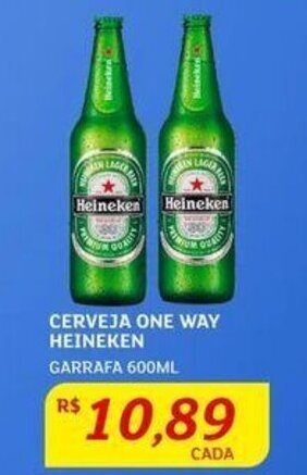 Assaí Atacadista CERVEJA ONE WAY HEINEKEN GARRAFA 600ML oferta