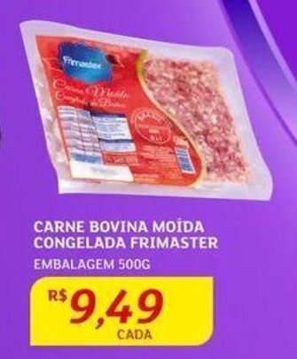 CARNE BOVINA MOÍDA CONGELADA FRIMASTER EMBALAGEM 500G
