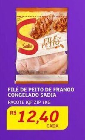 Assaí Atacadista FILÉ DE PEITO DE FRANGO CONGELADO SADIA PACOTE IQF ZIP 1KG oferta