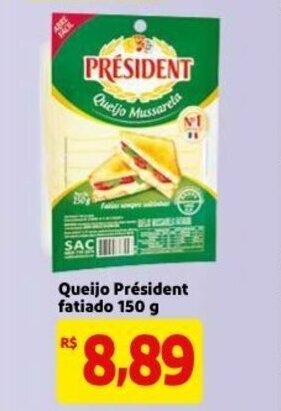 Mercado Extra Queijo President fatiado 150g oferta