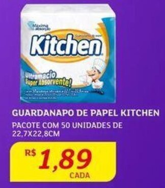 Assaí Atacadista GUARDANAPO DE PAPEL KITCHEN PACOTE COM 50 UNIDADES DE 22,7X22,8CM oferta