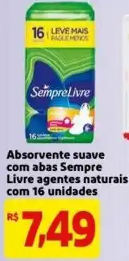 Mercado Extra Absorvente suave con abas Sempre Livre agentes naturals com 16 unidades oferta