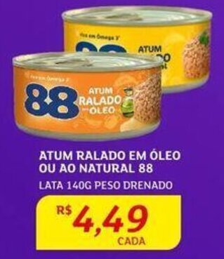 Assaí Atacadista ATUM RALADO EM ÓLEO OU AO NATURAL 88 LATA 140G PESO DRENADO oferta