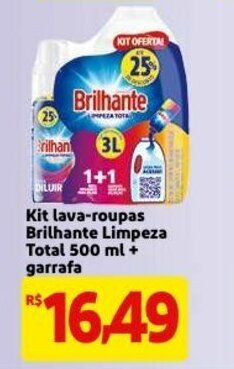 Mercado Extra Kit lava roupas Brilhante Limpeza Total 500ml + garrafa oferta