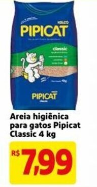 Mercado Extra Areia higienica para gatos Pipicat Classic 4kg oferta