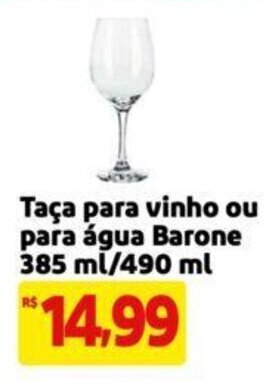 Extra Supermercado Taça para vinho ou para água Barone 385 ml/490 ml oferta