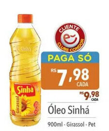 Supermercados Condor Óleo Sinhá 900ml-Girassol- Pet oferta