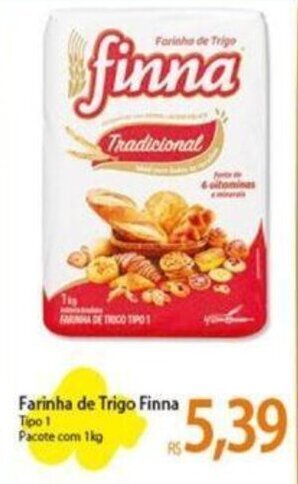 Farinha de Trigo Finna Tipo 1 Pacote com 1kg