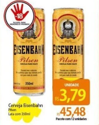 Atacadão Cerveja Eisenbahn Pilsen Lata com 350ml oferta