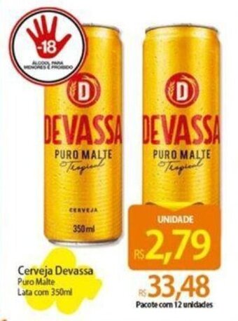 Atacadão Cerveja Devassa Puro Malte Lata com 350ml oferta