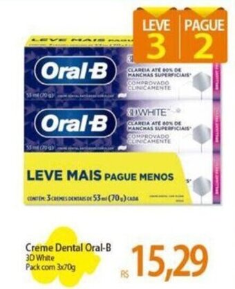 Atacadão Creme Dental Oral-B 3D White Pack com 3x70g oferta