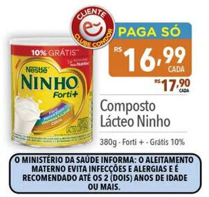 Supermercados Condor Composto Lácteo Ninho 380g-Forti + Grátis 10% oferta