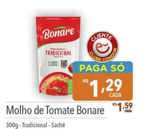 Supermercados Condor Molho de Tomate Bonare 300g Tradicional Sache oferta
