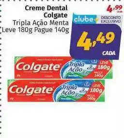 Creme Dental Colgate Tripla Ação Menta leve 180g pague 140g