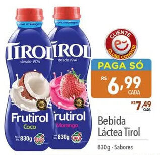 Supermercados Condor Bebida Láctea Tirol 830g-Sabores oferta