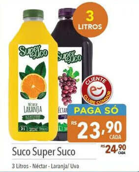 Supermercados Condor Suco Super Suco 3 Litros - Néctar - Laranja/ Uva oferta