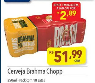 Supermercados Condor Cerveja Brahma Chopp 350ml-Pack com 18 Latas oferta