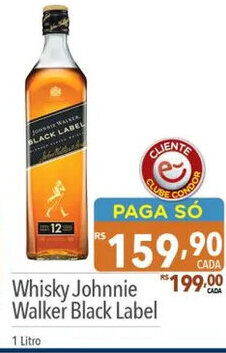 Supermercados Condor Whisky Johnnie Walker Black Label 1 Litro oferta