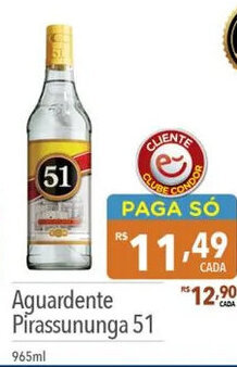 Supermercados Condor Aguardente Pirassununga 51 965ml oferta