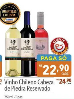 Supermercados Condor Vinho Chileno Cabeza de Piedra Reservado 750ml oferta