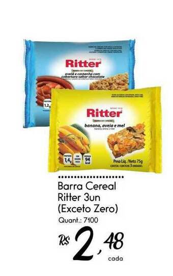 Giassi Supermercados Barra Cereal Ritter 3un (exceto zero) oferta