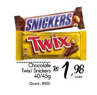 Giassi Supermercados Chocolate Twix Snickers 40/45g oferta
