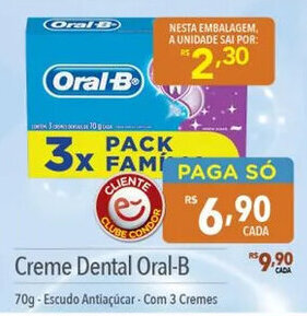 Supermercados Condor Creme Dental Oral-B 70g-Escudo Antiaçúcar-Com 3 Cremes oferta