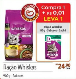 Supermercados Condor Ração Whiskas 900g-Sabores oferta