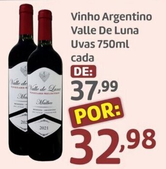 Belem Supermercados Vinho Argentino Valle de Luna Uvas 750ml oferta