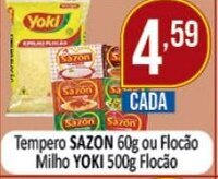 Tempero SAZON 60g ou Flocão Milho YOKI 500g Flocão