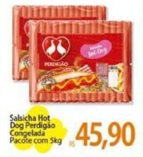 Atacadão Salsicha Hot Dog Perdigão Congelada Pacote com 5kg oferta