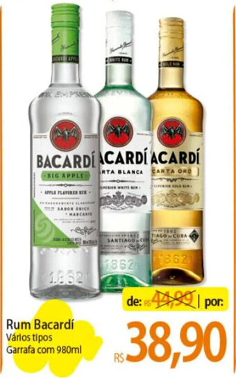 Rum Bacardí Vários tipos Garrafa com 980ml