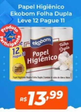 Atakarejo Papel Higiênico Ekobom Folha Dupla Leve 12 Pague 11 oferta