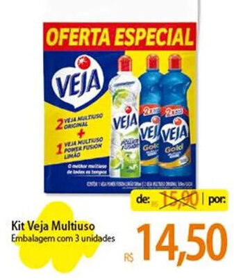 Atacadão Kit Veja Multiuso Embalagem com 3 unidades oferta