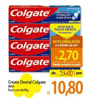 Atacadão Creme Dental Colgate MPA Pack com 4x90g oferta