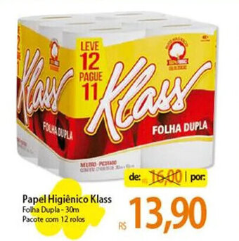 Atacadão Papel Higiênico Klass Folha Dupla-30m Pacote com 12 rolos oferta