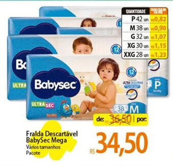 Atacadão Fralda Descartável BabySec Mega Vários tamanhos Pacote oferta