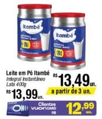 Fort Atacadista Leite em Pó Itambé Integral instantâneo Lata 400g oferta