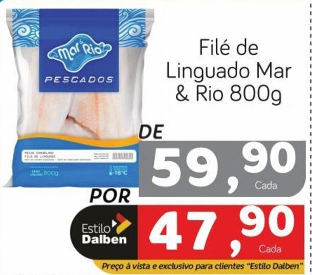 Filé de Linguado Mar & Rio 800g oferta na Supermercado Dalben