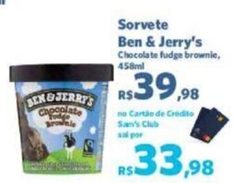 Sam's Club Sorvete Ben & Jerry's Chocolate fudge brownie, 458ml oferta