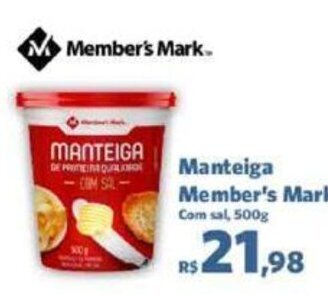 Sam's Club Manteiga Member's Mark Com sal, 500g oferta