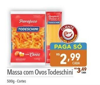 Supermercados Condor Massa com Ovos Todeschini 500g - Cortes oferta