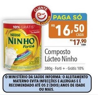Supermercados Condor Composto Lácteo Ninho 380g-Forti +-Grátis 10% oferta