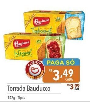 Supermercados Condor Torrada Bauducco 142g-Tipos oferta